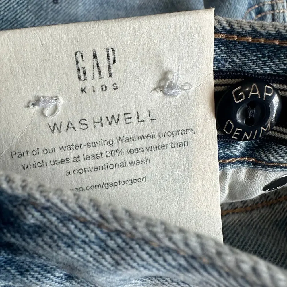 Gap Kids Mid Rise Longline Denim Shorts Light Wash Blue 8